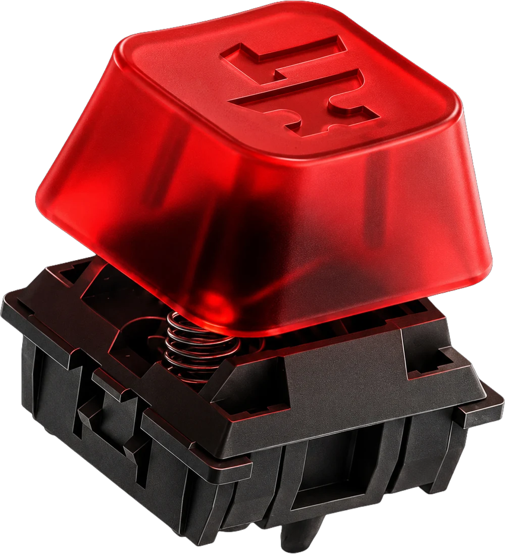 Tecla de teclado mecânico com o símbolo da ForjaTech